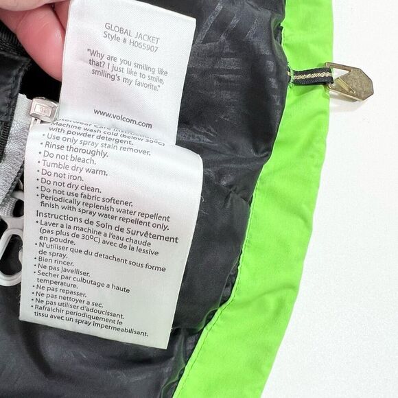 Volcom Nimbus Jacket Womens Small Green Ski Snowboard Hooded Snow guard Full Zip - Picture 12 of 14